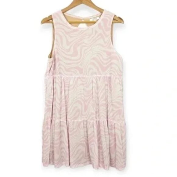 AFRM Womens Sleeveless Mini Dress Size L - Pink & White Swirl/Zebra Print NWT - Picture 1 of 4